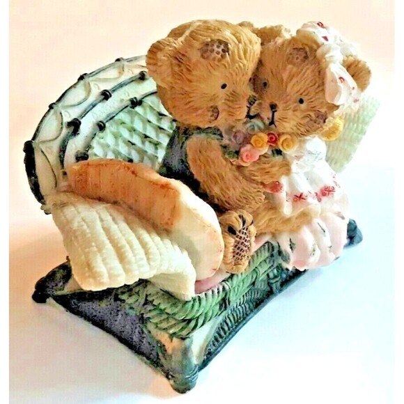 Bears Papa Mama Share A Snuggle on the Porch Rattan Vintage Collectible - Picture 3 of 6